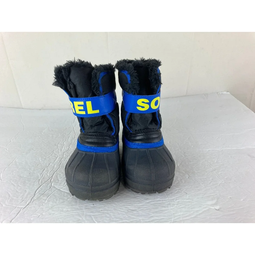 Sorel Snow Boots Litlle boy Sz 10 Black Blue Waterproof Insulated School Play